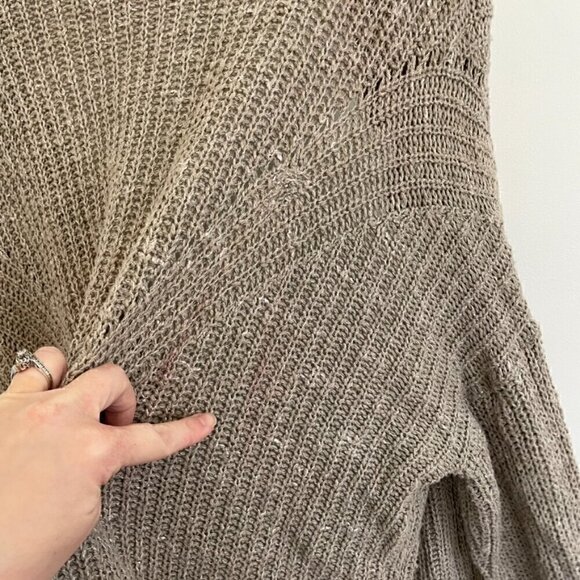 MAURICES Taupe Tan Brown Chunky Knit Notch / Split Neck Open Cardigan Sweater XL - Picture 13 of 16
